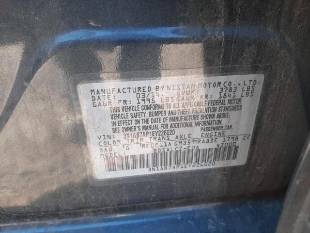 Photo 10 from auction – 2014 NISSAN SENTRA S with VIN 3N1AB7AP1EY226020