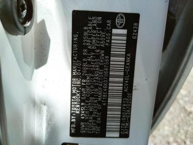 Photo 10 from auction – 2007 TOYOTA CAMRY CE with VIN 4T1BE46K07U687568