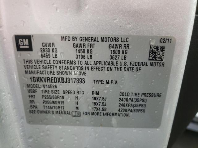 Photo 10 from auction – 2011 GMC ACADIA SLT with VIN 1GKKVREDXBJ317893
