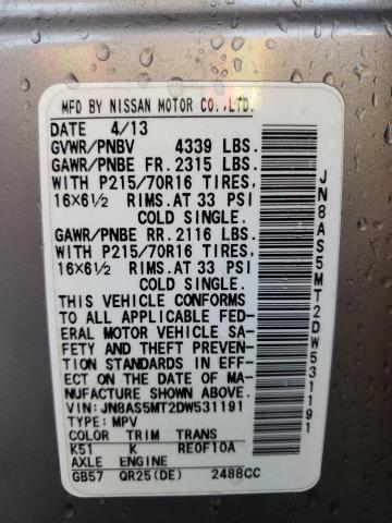 Photo 10 from auction – 2013 NISSAN ROGUE S with VIN JN8AS5MT2DW531191