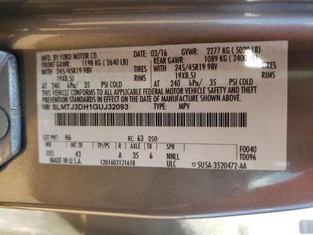 Photo 10 from auction – 2016 LINCOLN MKC RESERV with VIN 5LMTJ3DH1GUJ32093