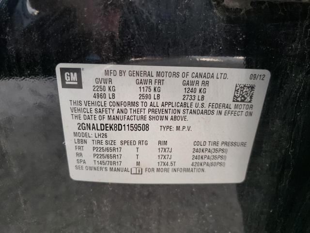 Photo 10 from auction – 2013 CHEVROLET EQUINOX LT with VIN 2GNALDEK8D1159508