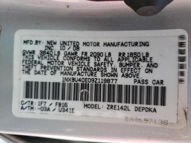 Photo 10 from auction – 2009 TOYOTA COROLLA with VIN 1NXBU40E09Z119877