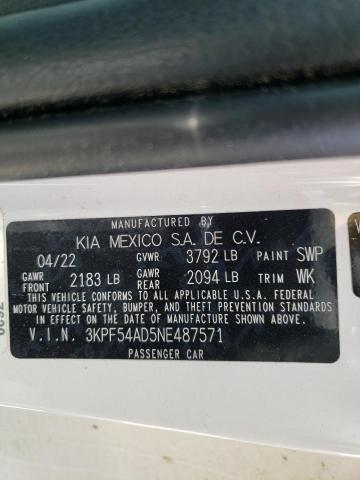 Photo 10 from auction – 2022 KIA FORTE GT L with VIN 3KPF54AD5NE487571
