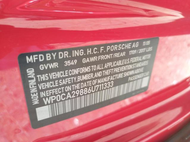 Photo 10 from auction – 2006 PORSCHE BOXSTER with VIN WP0CA29886U711333