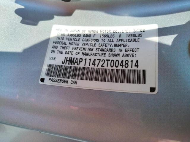 Photo 10 from auction – 2002 HONDA S2000 with VIN JHMAP11472T004814