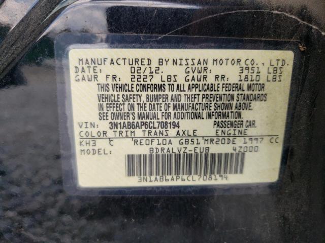 Photo 10 from auction – 2012 NISSAN SENTRA S with VIN 3N1AB6AP6CL708194