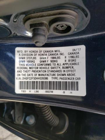 Photo 10 from auction – 2017 HONDA CIVIC LX with VIN 2HGFC2F50HH539386