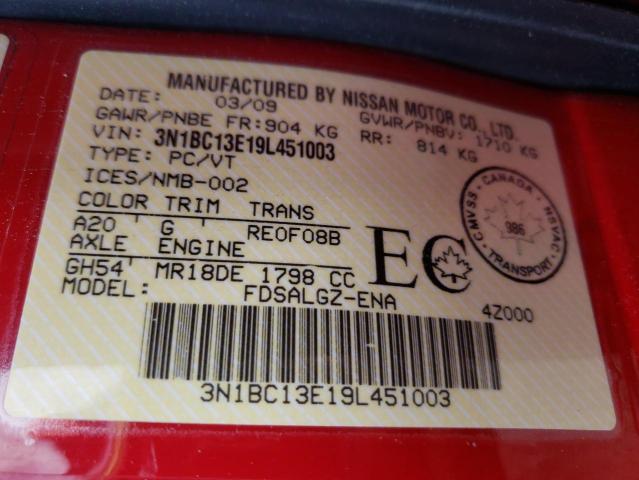Photo 10 from auction – 2009 NISSAN VERSA S with VIN 3N1BC13E19L451003