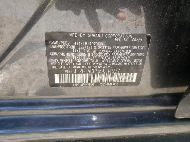 Photo 10 from auction – 2021 SUBARU CROSSTREK with VIN JF2GTACC5M9234977