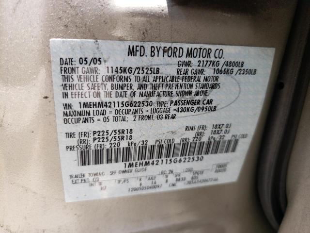 Photo 10 from auction – 2005 MERCURY MONTEGO PR with VIN 1MEHM42115G622530