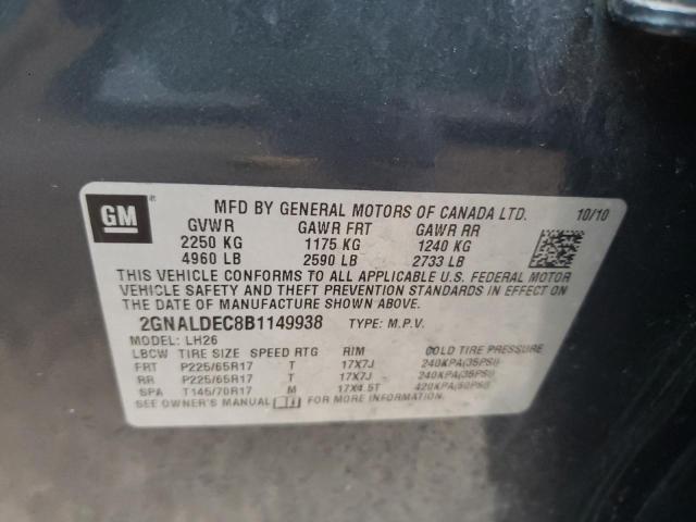 Photo 10 from auction – 2011 CHEVROLET EQUINOX LT with VIN 2GNALDEC8B1149938