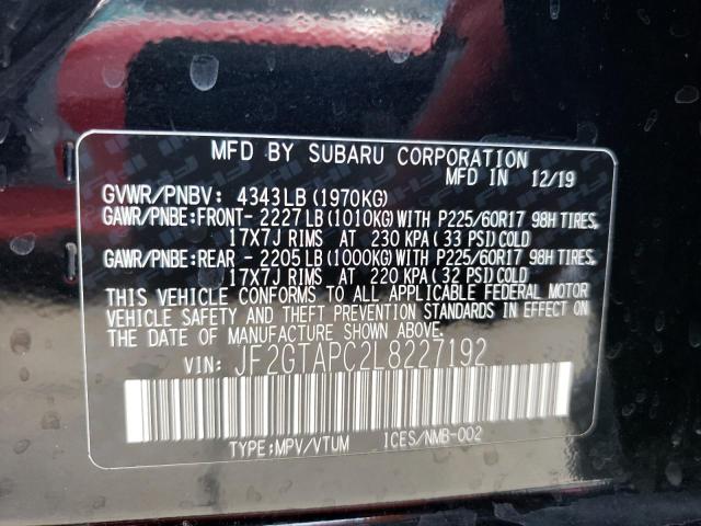 Photo 10 from auction – 2020 SUBARU CROSSTREK with VIN JF2GTAPC2L8227192