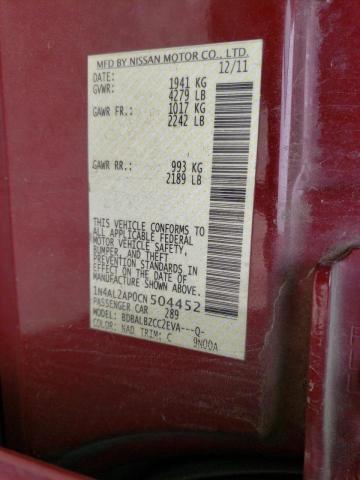 Photo 10 from auction – 2012 NISSAN ALTIMA BAS with VIN 1N4AL2AP0CN504452
