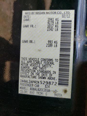 Photo 10 from auction – 2012 NISSAN ALTIMA with VIN 1N4AL2AP4CN529872
