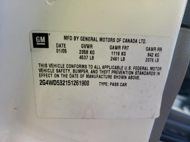 Photo 10 from auction – 2005 BUICK LACROSSE C with VIN 2G4WD532151261900