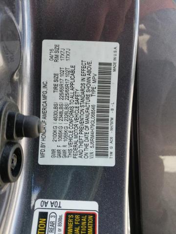 Photo 10 from auction – 2016 HONDA CR-V EXL with VIN 5J6RM4H79GL068546