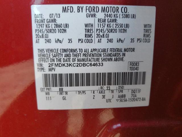 Photo 10 from auction – 2013 FORD EDGE LIMIT with VIN 2FMDK3KC2DBC64633