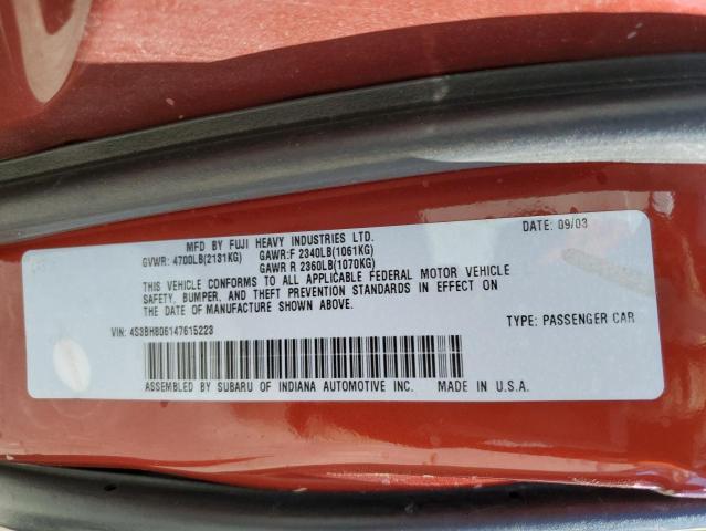 Photo 10 from auction – 2004 SUBARU LEGACY OUT with VIN 4S3BH806147615223