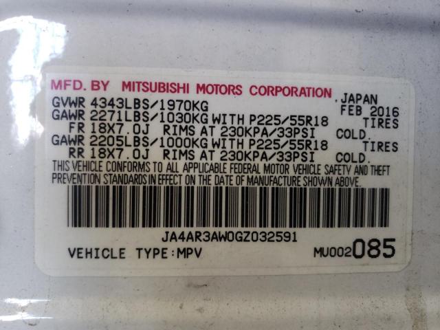 Photo 10 from auction – 2016 MITSUBISHI OUTLANDER with VIN JA4AR3AW0GZ032591
