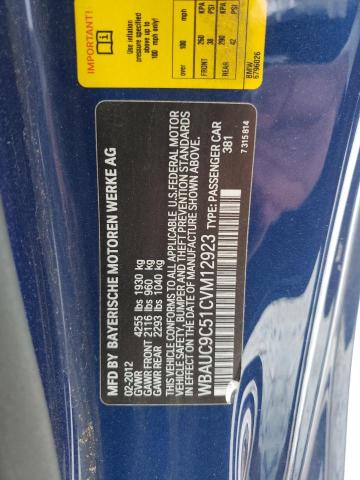 Photo 10 from auction – 2012 BMW 135 I with VIN WBAUC9C51CVM12923