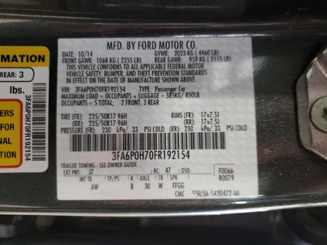Photo 10 from auction – 2015 FORD FUSION SE with VIN 3FA6P0H70FR192154