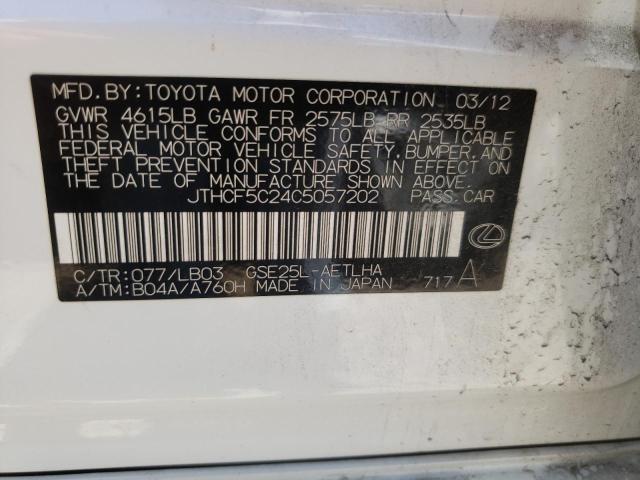 Photo 10 from auction – 2012 LEXUS IS 250 with VIN JTHCF5C24C5057202