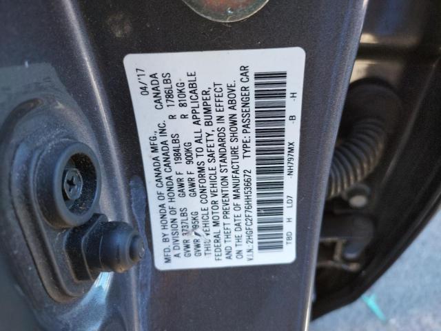 Photo 10 from auction – 2017 HONDA CIVIC EX with VIN 2HGFC2F76HH536672