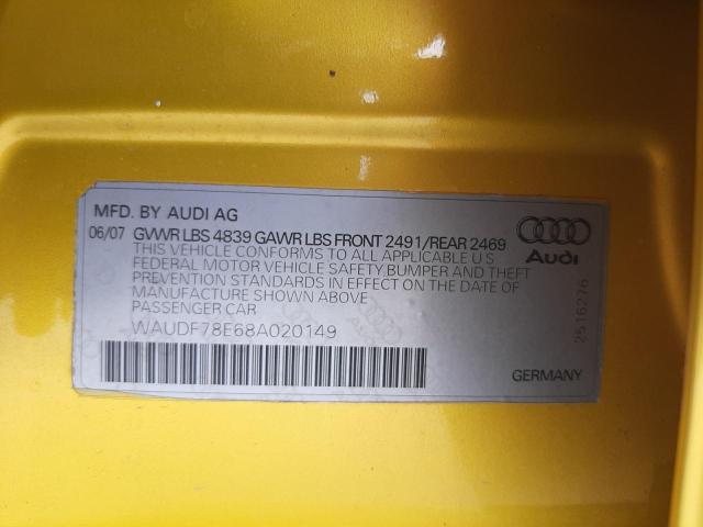 Photo 10 from auction – 2008 AUDI A4 2.0T QU with VIN WAUDF78E68A020149