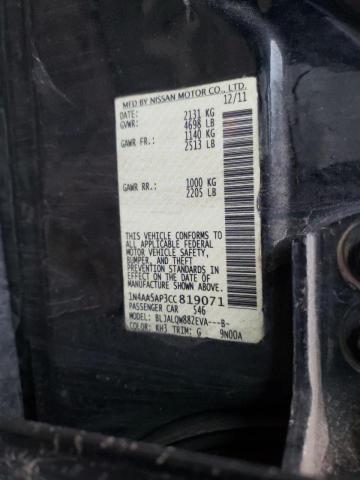 Photo 10 from auction – 2012 NISSAN MAXIMA S with VIN 1N4AA5AP3CC819071