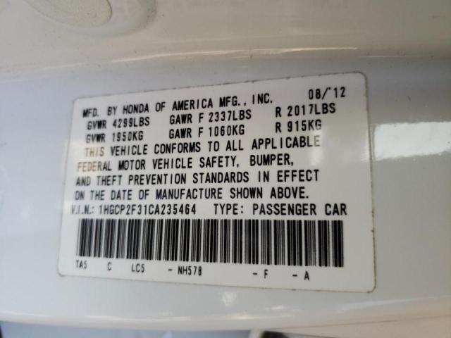 Photo 10 from auction – 2012 HONDA ACCORD LX with VIN 1HGCP2F31CA235464
