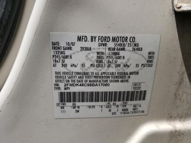 Photo 10 from auction – 2008 FORD EDGE SEL with VIN 2FMDK48C98BA17080