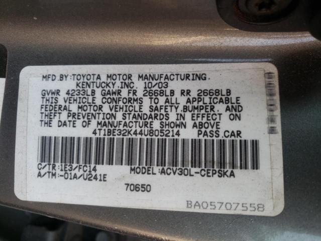 Photo 10 from auction – 2004 TOYOTA CAMRY LE with VIN 4T1BE32K44U805214
