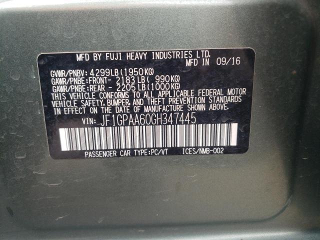 Photo 10 from auction – 2016 SUBARU IMPREZA with VIN JF1GPAA60GH347445
