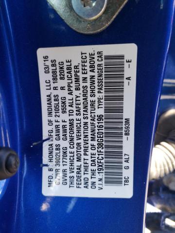 Photo 10 from auction – 2016 HONDA CIVIC EX with VIN 19XFC1F38GE016196