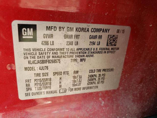 Photo 10 from auction – 2015 BUICK ENCORE with VIN KL4CJASBXFB268575