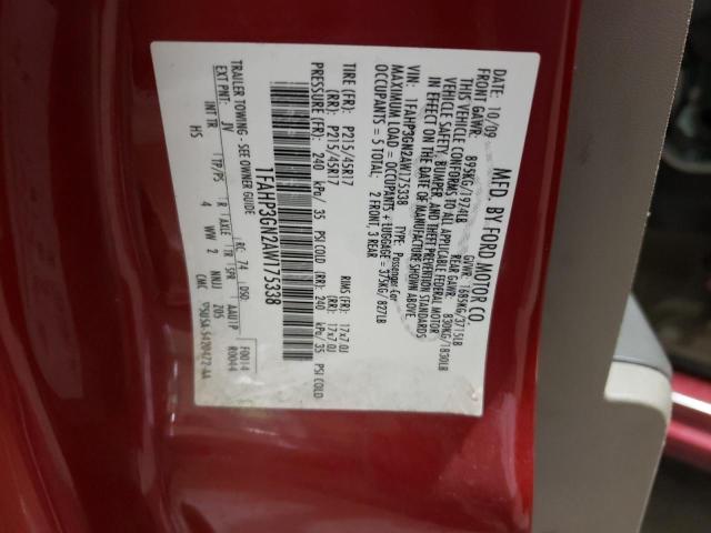 Photo 10 from auction – 2010 FORD FOCUS SES with VIN 1FAHP3GN2AW175338