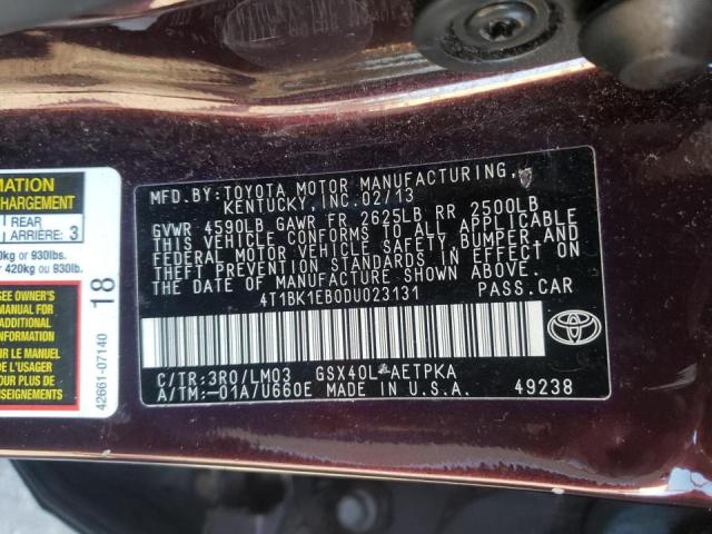 Photo 10 from auction – 2013 TOYOTA AVALON BAS with VIN 4T1BK1EB0DU023131