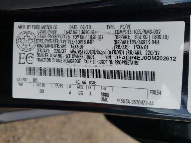 Photo 10 from auction – 2013 FORD FIESTA SE with VIN 3FADP4EJ0DM202612