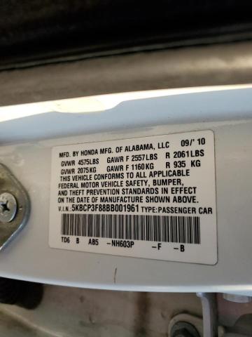 Photo 10 from auction – 2011 HONDA ACCORD with VIN 5KBCP3F88BB001961