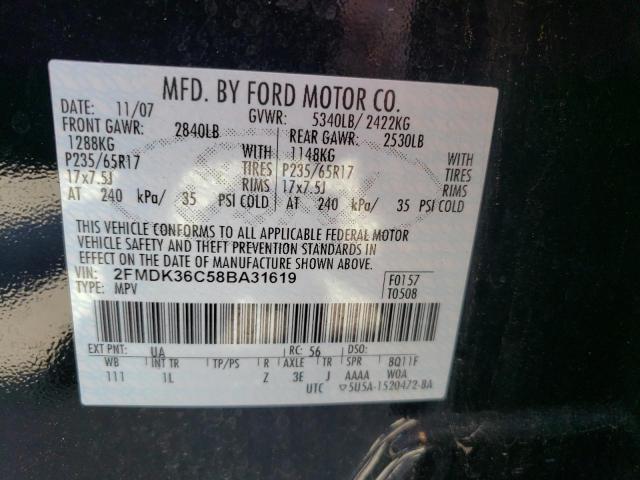 Photo 10 from auction – 2008 FORD EDGE SE with VIN 2FMDK36C58BA31619