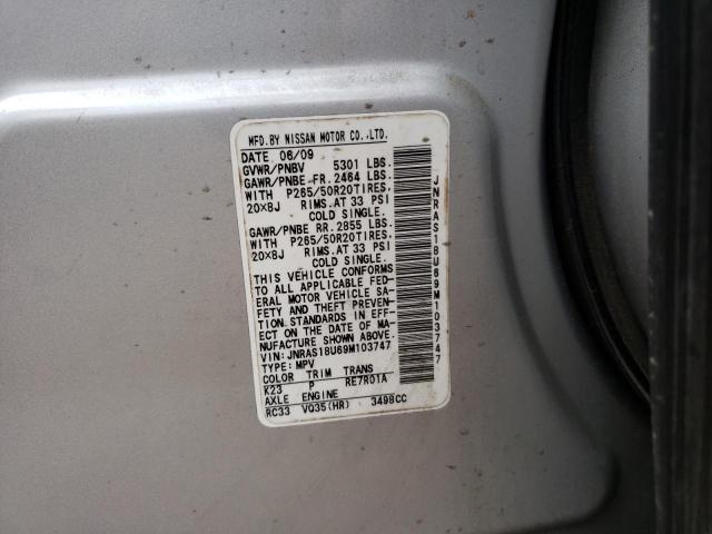 Photo 10 from auction – 2009 INFINITI FX35 with VIN JNRAS18U69M103747
