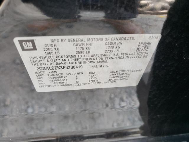 Photo 10 from auction – 2015 CHEVROLET EQUINOX LT with VIN 2GNALCEK3F6300419