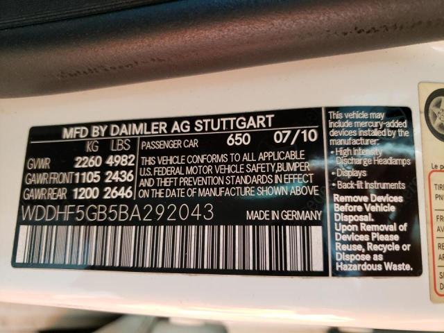 Photo 10 from auction – 2011 MERCEDES-BENZ E 350 with VIN WDDHF5GB5BA292043