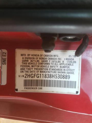 Photo 10 from auction – 2008 HONDA CIVIC EX with VIN 2HGFG11838H530889