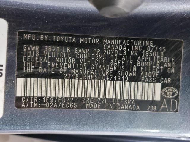 Photo 10 from auction – 2015 TOYOTA COROLLA L with VIN 2T1BURHE5FC471819
