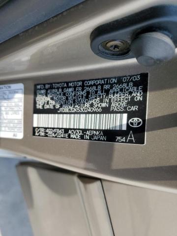 Photo 10 from auction – 2003 TOYOTA CAMRY LE with VIN JTDBE32K530240966