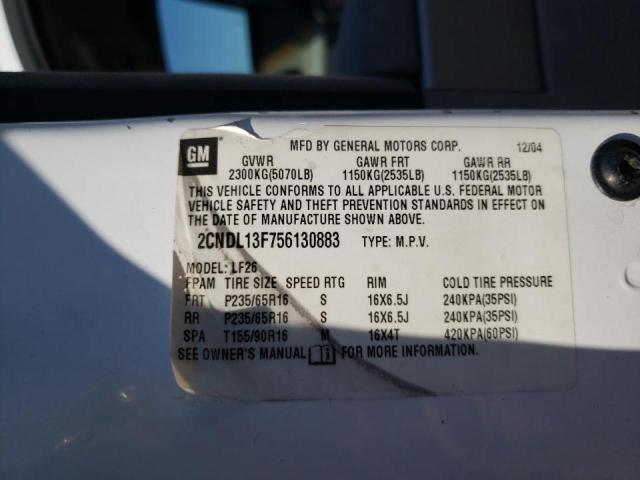 Photo 10 from auction – 2005 CHEVROLET EQUINOX LS with VIN 2CNDL13F756130883