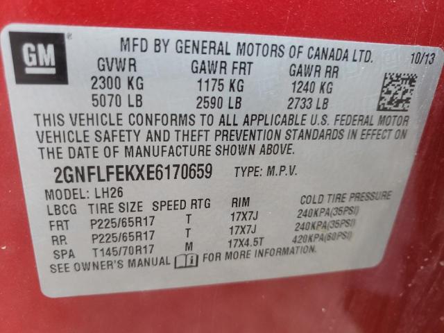 Photo 10 from auction – 2014 CHEVROLET EQUINOX LT with VIN 2GNFLFEKXE6170659