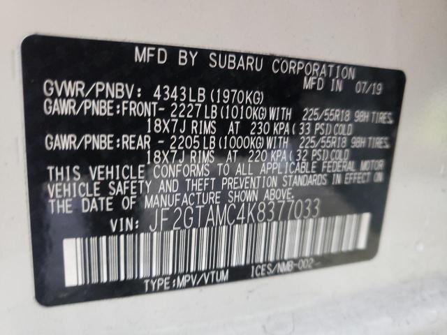Photo 10 from auction – 2019 SUBARU CROSSTREK with VIN JF2GTAMC4K8377033